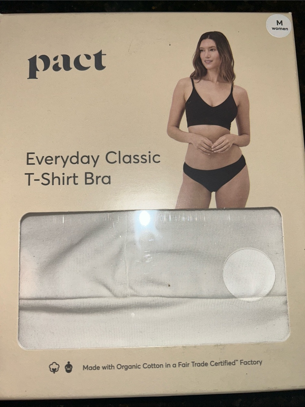 Pact every day classic T-shirt bra white organic cotton Medium